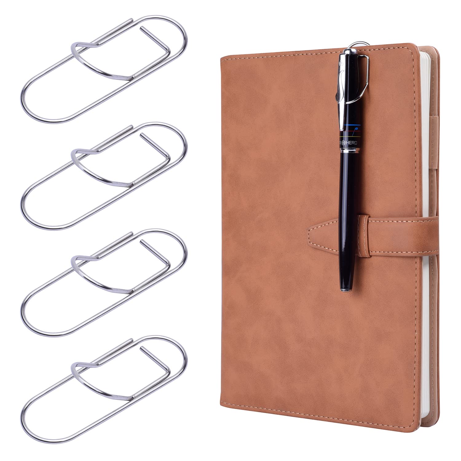 Wisdompro Pen Clip, 12 Pack Stainless Steel Pen Clip Holder For Notebook, Books, Journal, Clipboard, Paper, Etc. - Fits Almost A